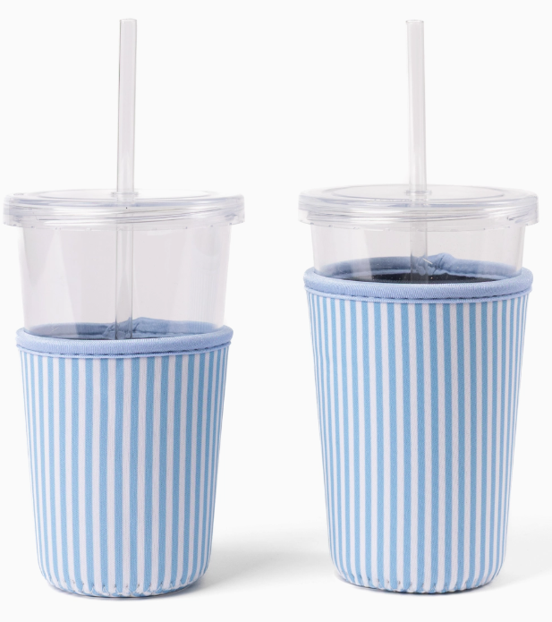 Blue Striped Drink Cover-Large